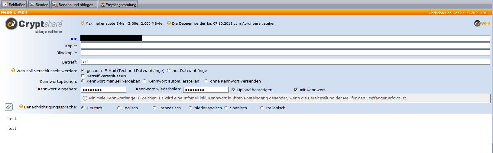 Cryptshare E-Mail  Cryptshare E-Mail